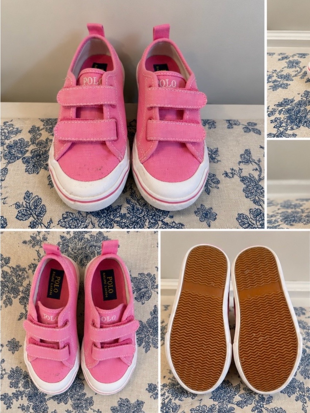 Polo by Ralph Lauren Kids Pink Canvas Velcro Sneakers | Toddler 10